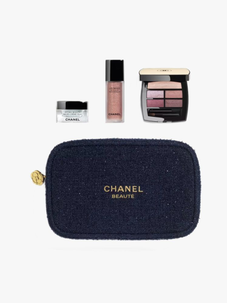 Chanel Effortless Allure Beauty Set in multiple branded components on a light gray background