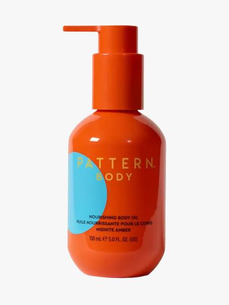 Pattern Nourishing Body Oil in branded component on a light gray background