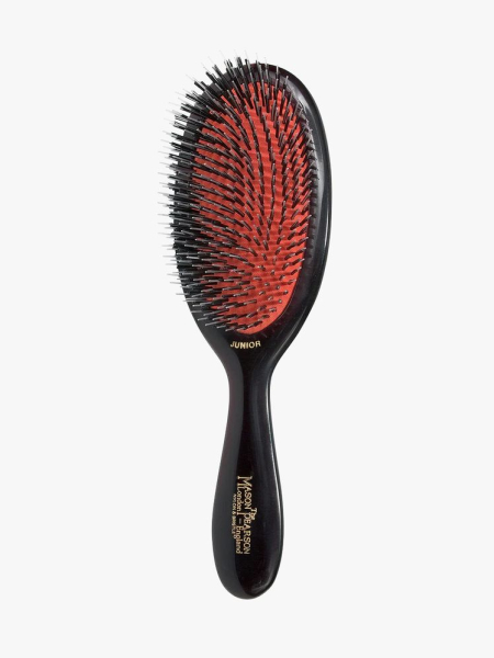 Mason Pearson Bristle and Nylon Brush in branded component on a light gray background